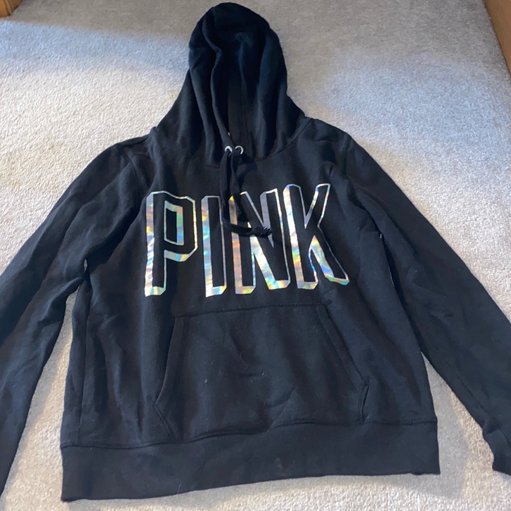 Victoria secret Black hoodie with sliver writing